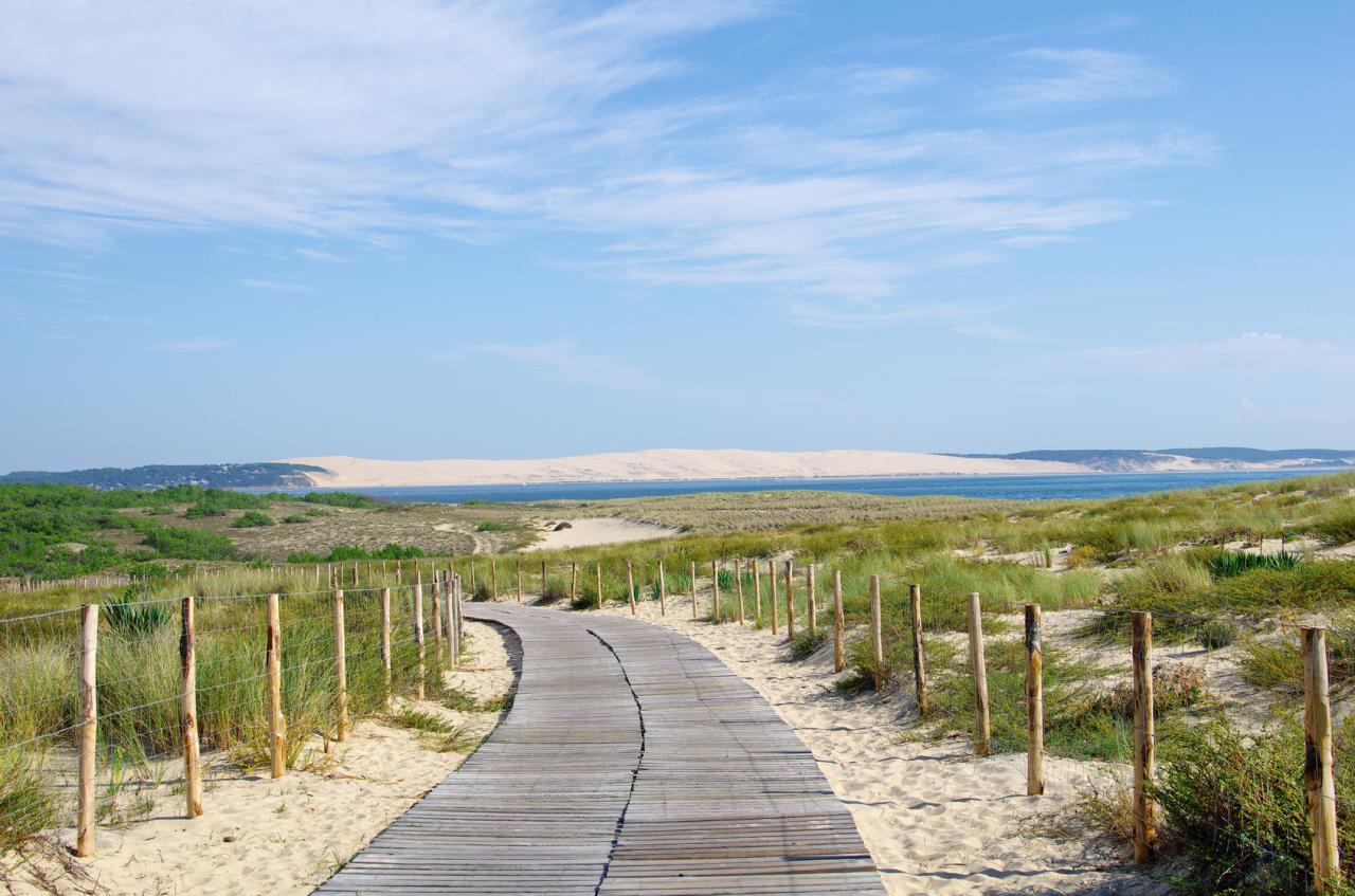 Chemin au Cap Ferret avec vue sur la dune du Pyla